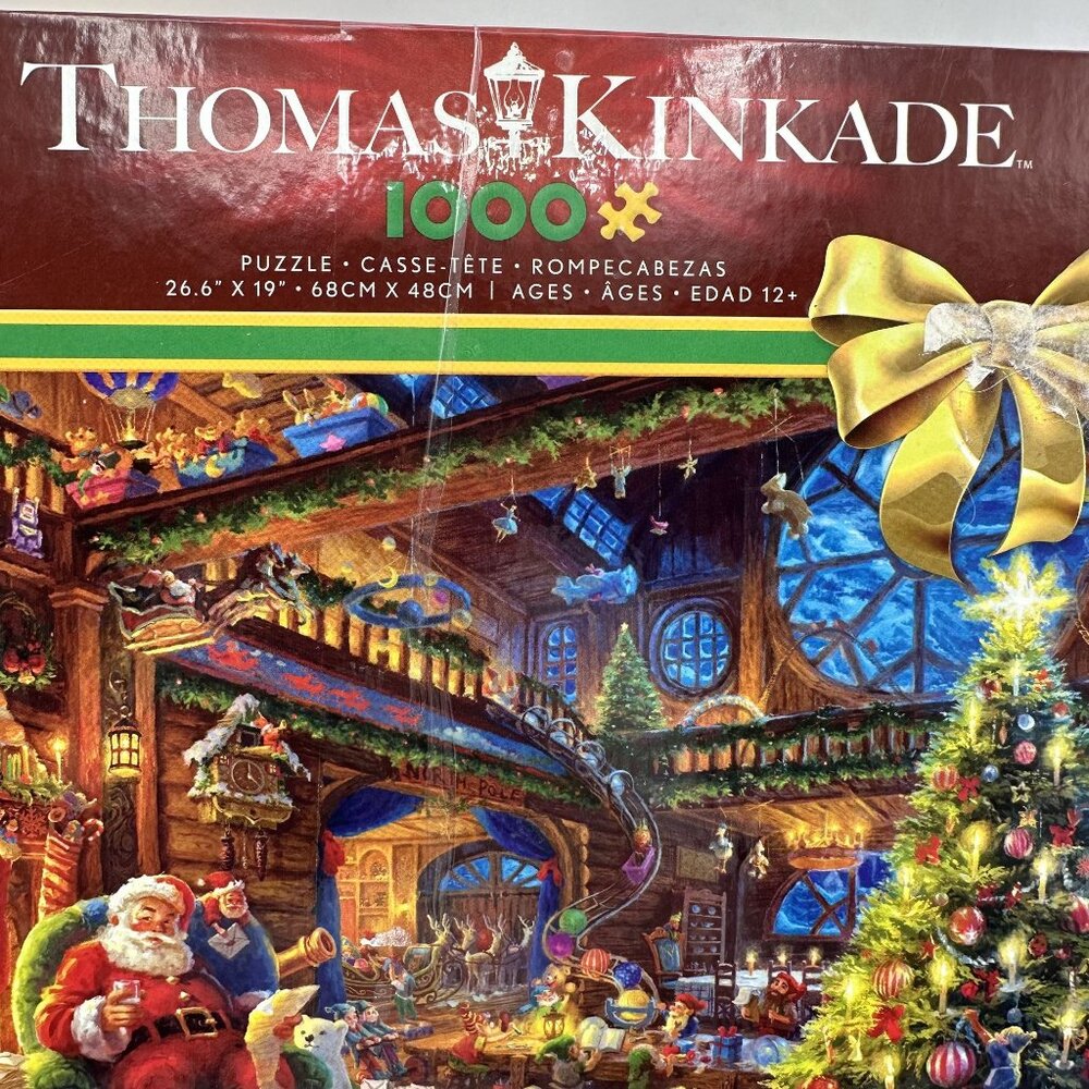Thomas Kinkade Santa's Workshop Puzzle 26.6" x 19" Christmas Jigsaw 1000 Pieces - Picture 9 of 16
